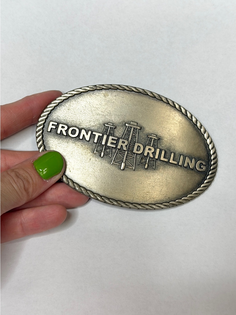Frontier Drilling Metal Belt Buckle - Brushed Nickel